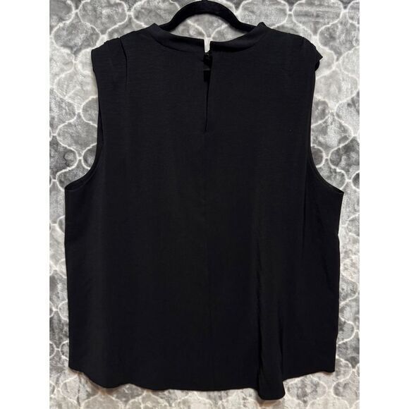 Eloquii Plus Size 20 Sleeveless Black Chiffon Draped Blouse Office Minimalist‎ - Picture 4 of 6